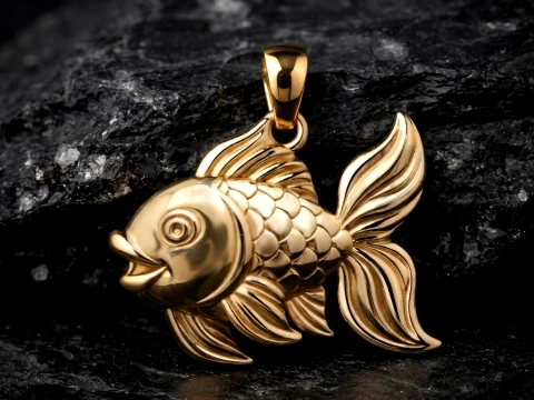 Golden Fish Pendant 3D print model Modelo de Impressão 3D