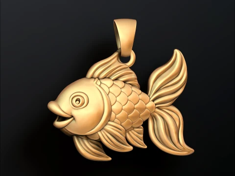 Golden Fish Pendant 3D print model 3D Print Model