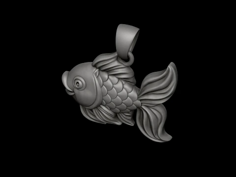Golden Fish Pendant 3D print model 3D Print Model