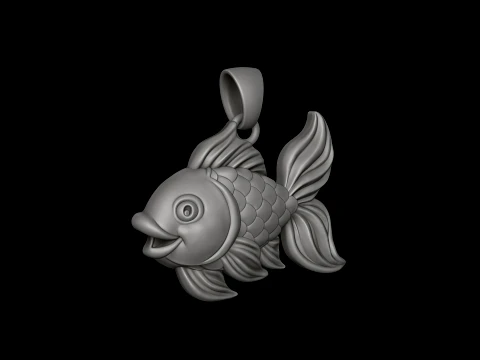 Golden Fish Pendant 3D print model 3D Print Model
