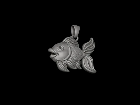 Golden Fish Pendant 3D print model 3D Print Model