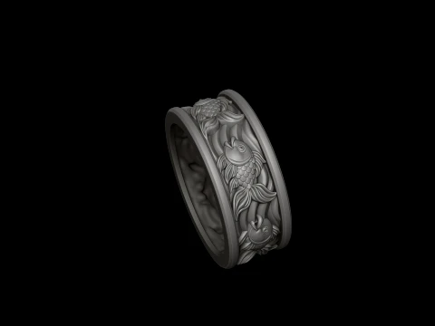 Golden Fish Ring 3D print model 3D Print Model