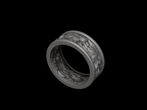 Golden Fish Ring 3D print model 3D Print Model