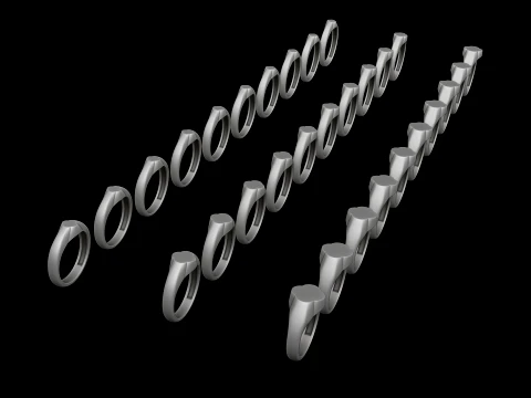 Jewelry Ring v2 S M L Sizes Pack 3D Print Model