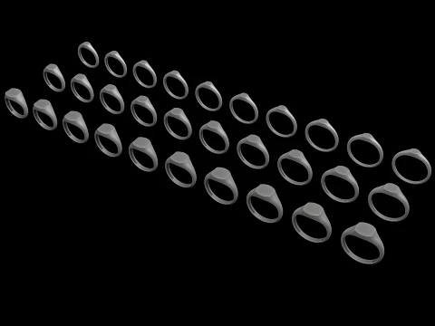Jewelry Ring v14 S M L Sizes Pack 3D Print Model