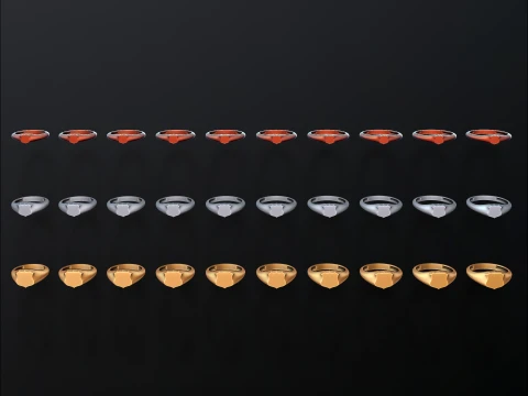 Jewelry Ring v20 S M L Sizes Pack 3D Print Model