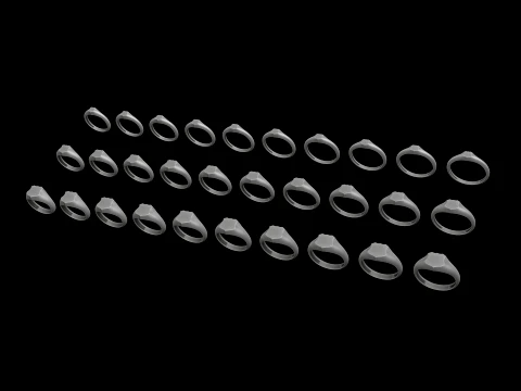 Jewelry Ring v20 S M L Sizes Pack 3D Print Model