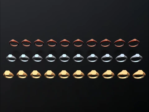 Jewelry Ring v23 S M L Sizes Pack 3D Print Model