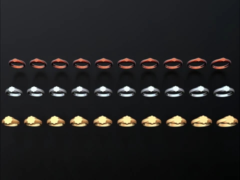 Jewelry Ring v25 S M L Sizes Pack 3D Print Model