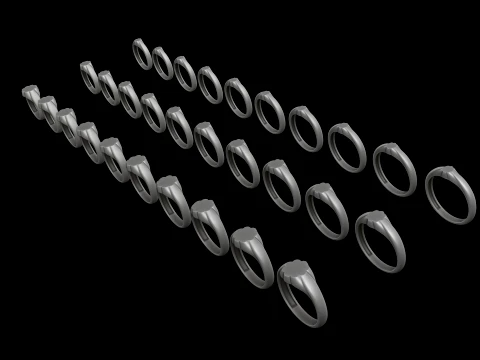 Jewelry Ring v25 S M L Sizes Pack 3D Print Model