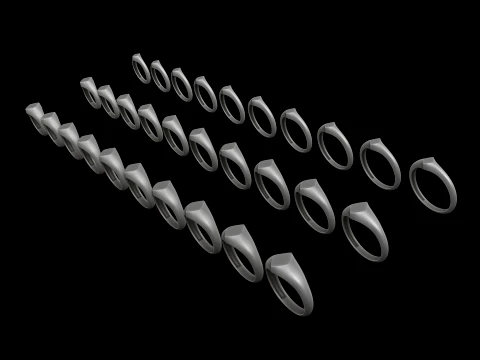 Jewelry Ring v28 S M L Sizes Pack 3D Print Model