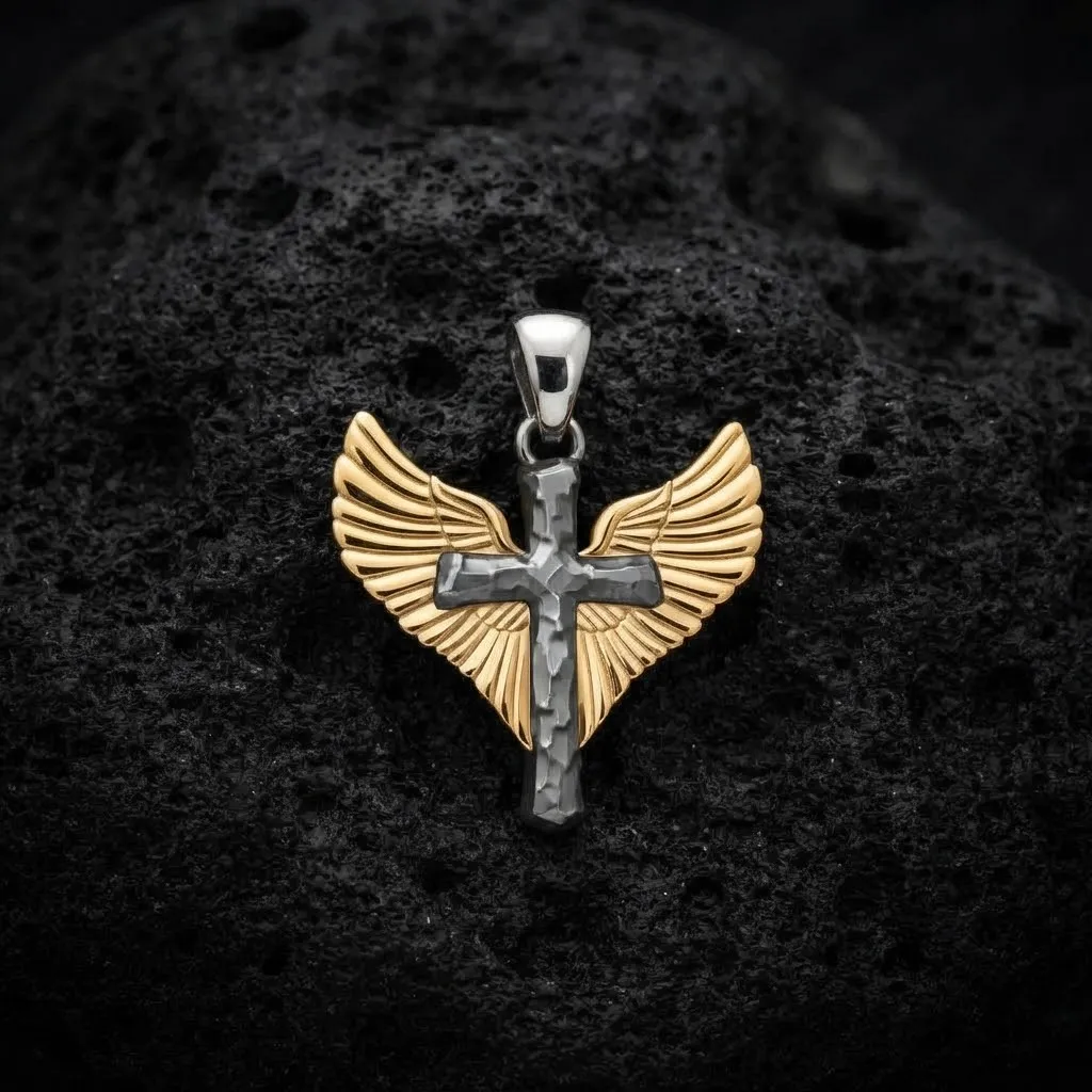 Winged Christian Angel Cross Jewelry Free 3D print model 3D Print Model .c4d .max .obj .3ds .fbx .stl .blend 