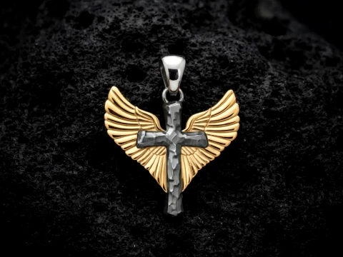 Winged Christian Angel Cross Jewelry Free 3D print model 3D Print Model