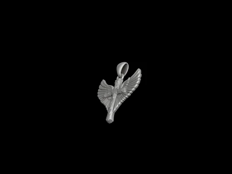 Winged Christian Angel Cross Jewelry Free 3D print model 3D Print Model
