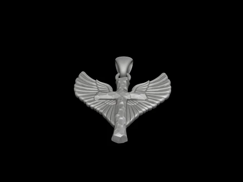 Winged Christian Angel Cross Jewelry Free 3D print model 3D Print Model