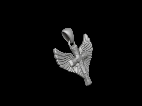Winged Christian Angel Cross Jewelry Free 3D print model 3D Print Model