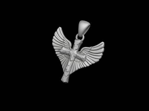 Winged Christian Angel Cross Jewelry Free 3D print model 3D Print Model