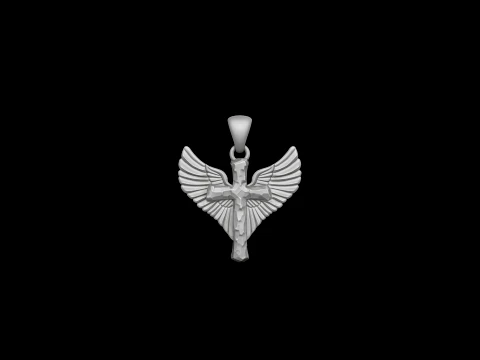Winged Christian Angel Cross Jewelry Free 3D print model 3D Print Model
