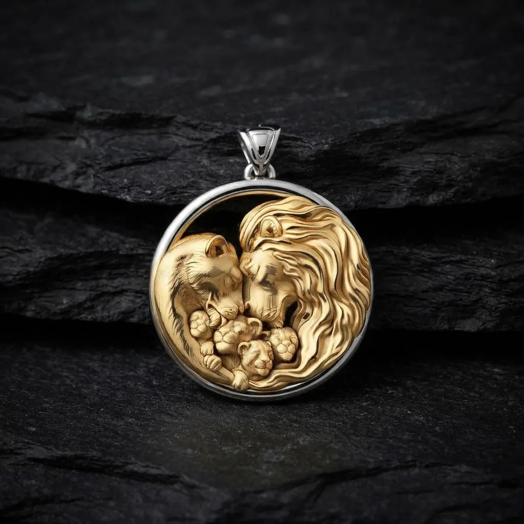 Lions Family Pendant v4 3D print model 3D Print Model .c4d .max .obj .3ds .fbx .stl .blend 