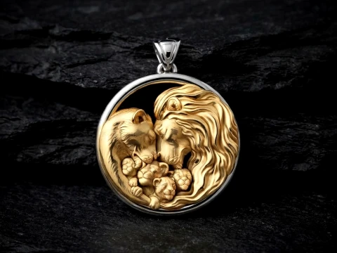 Lions Family Pendant v4 3D print model 3D Baskı Modeli