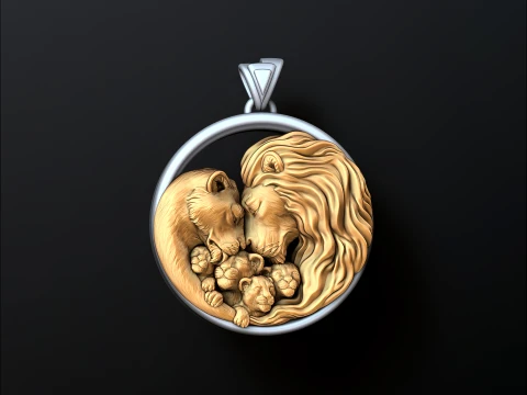 Lions Family Pendant v4 3D print model 3D Print Model