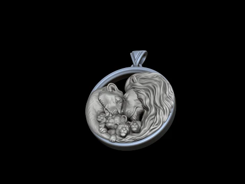 Lions Family Pendant v4 3D print model 3D Print Model