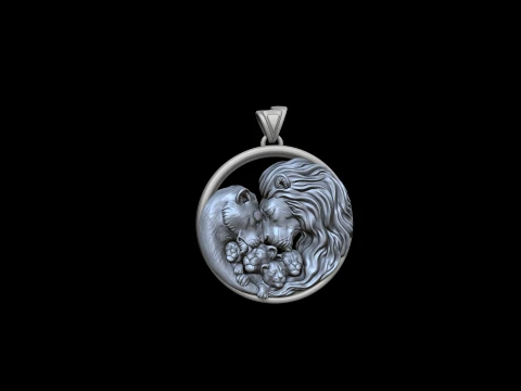 Lions Family Pendant v4 3D print model 3D Print Model
