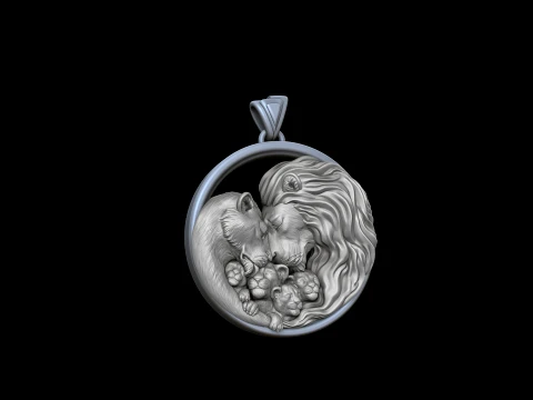 Lions Family Pendant v4 3D print model 3D Print Model