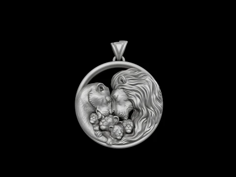 Lions Family Pendant v4 3D print model 3D Print Model