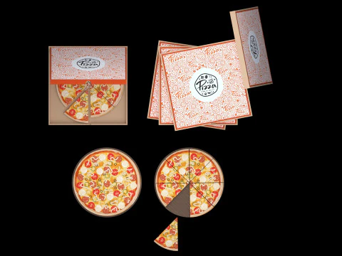 Pizza em uma bandeja de madeira Modelo 3D