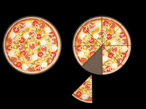 Pizza em uma bandeja de madeira Modelo 3D