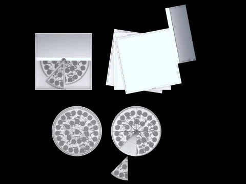 Pizza em uma bandeja de madeira Modelo 3D