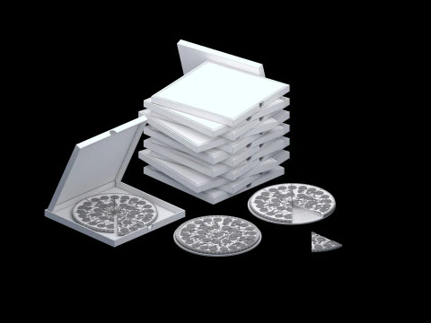 Pizza em uma bandeja de madeira Modelo 3D