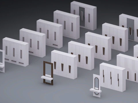 अलमारियाँ का सेट लो-पॉली 3D मॉडल