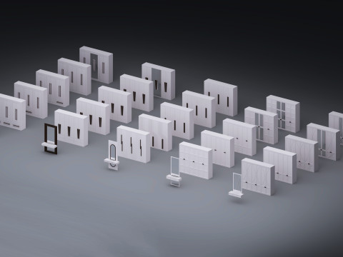 Set of cabinets Low-poly 3D Model