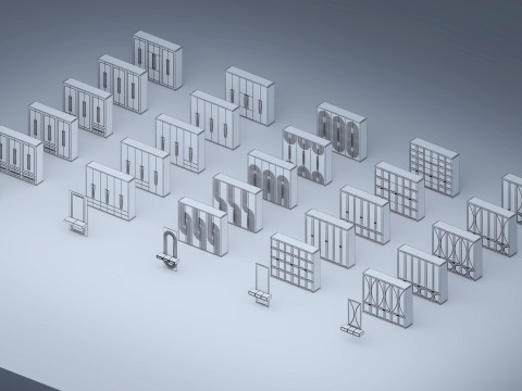Set of cabinets Low-poly 3D Model