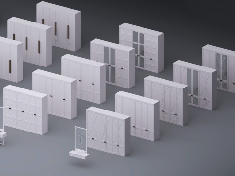 Set of cabinets Low-poly 3D Model