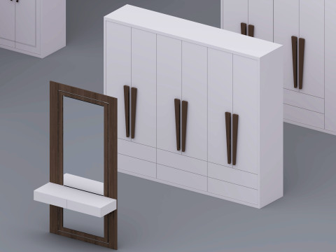Set of cabinets Low-poly 3D Model
