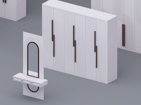Set of cabinets Low-poly 3D Model