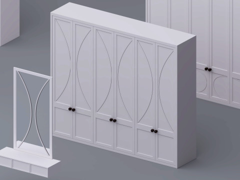 Set of cabinets Low-poly 3D Model