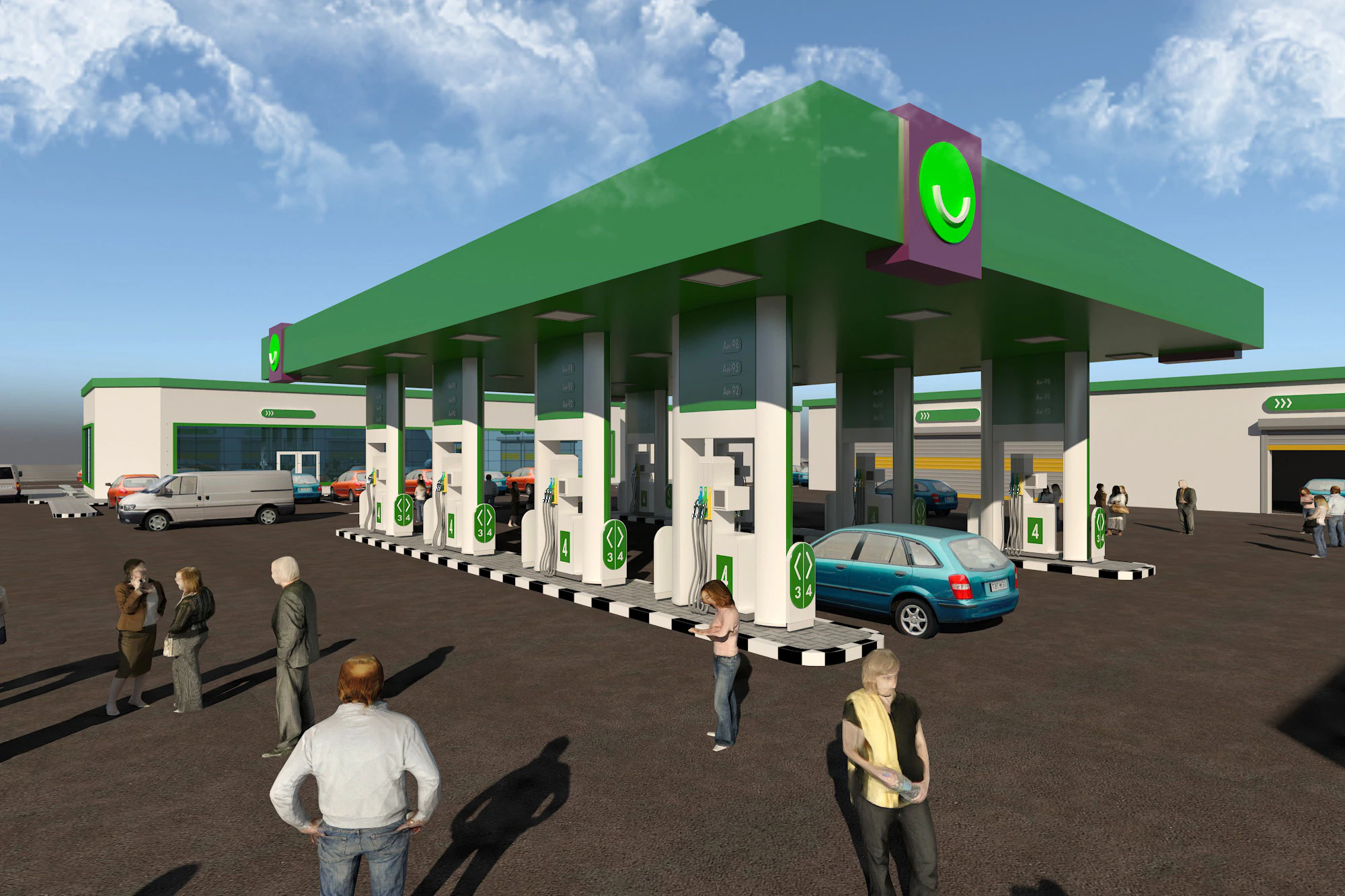 주유소 3D 모델 .c4d .max .obj .3ds .fbx .stl .blend 