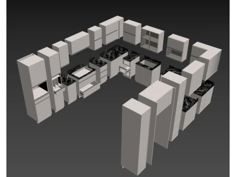 Muebles de cocina low-poly Modelo 3D