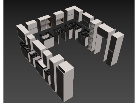 Kitchen units low-poly 3D Model