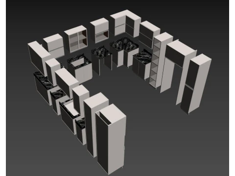 Kitchen units low-poly 3D Model