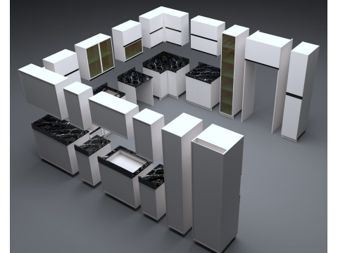 Kitchen units low-poly 3D Model