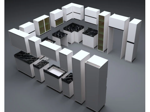 Kitchen units low-poly 3D Model