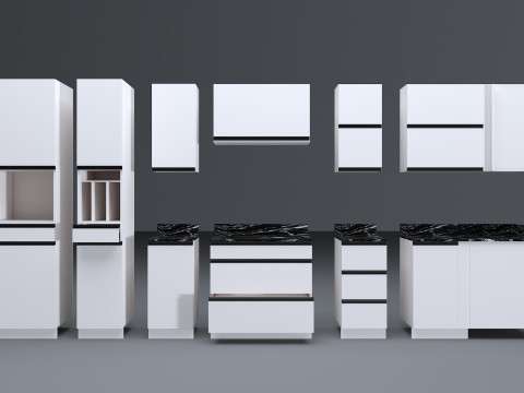 Kitchen units low-poly 3D Model