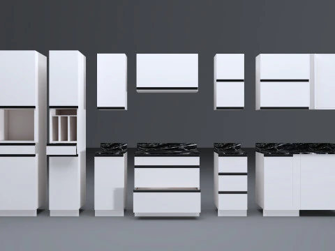 Kitchen units low-poly 3D Model