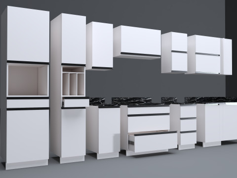Kitchen units low-poly 3D Model