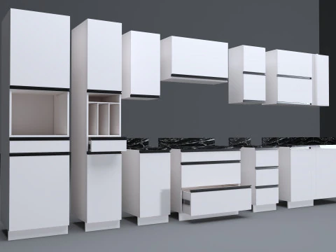 Kitchen units low-poly 3D Model